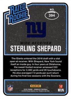 2016 Donruss - Stat Line Season #394 Sterling Shepard Back
