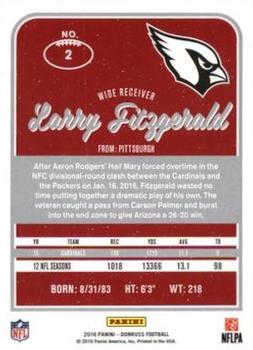 2016 Donruss - Stat Line Years #2 Larry Fitzgerald Back