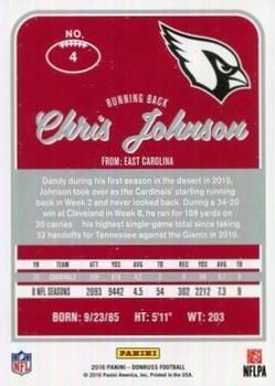 2016 Donruss - Stat Line Years #4 Chris Johnson Back