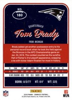 2016 Donruss - Stat Line Years #180 Tom Brady Back