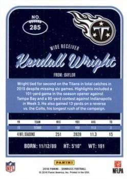 2016 Donruss - Stat Line Years #285 Kendall Wright Back
