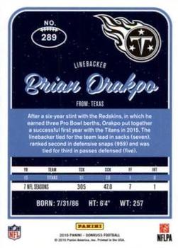 2016 Donruss - Stat Line Years #289 Brian Orakpo Back