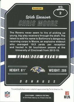2016 Donruss - Rookie Phenom Jersey Relics Red Foil #2 Chris Moore Back