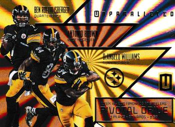 2016 Panini Unparalleled - Pivotal Drive Gold #PD-25 Antonio Brown  / Ben Roethlisberger / DeAngelo Williams Back