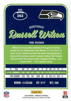 2016 Donruss Seattle Seahawks #263 Russell Wilson Back
