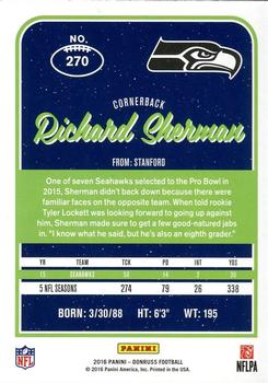 2016 Donruss Seattle Seahawks #270 Richard Sherman Back