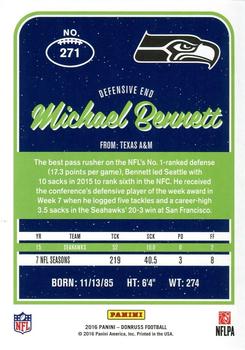 2016 Donruss Seattle Seahawks #271 Michael Bennett Back