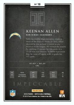 2016 Panini Impeccable - Silver #18 Keenan Allen Back
