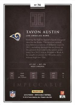 2016 Panini Impeccable - Silver #74 Tavon Austin Back