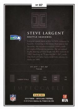 2016 Panini Impeccable - Silver #87 Steve Largent Back