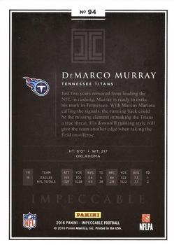 2016 Panini Impeccable - Gold #94 DeMarco Murray Back