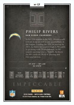 2016 Panini Impeccable - Platinum #17 Philip Rivers Back