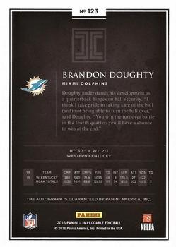 2016 Panini Impeccable - Rookie Autographs Platinum #123 Brandon Doughty Back