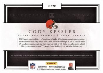 2016 Panini Impeccable - Elegance Rookie Helmet and Patch Autographs #172 Cody Kessler Back