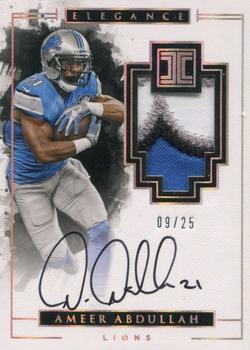 2016 Panini Impeccable - Elegance Veteran Patch Autographs Gold #13 Ameer Abdullah Front