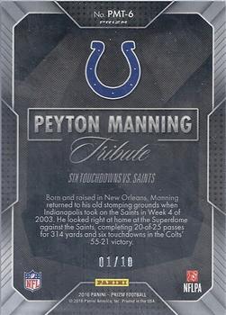 2016 Panini Prizm - Peyton Manning Tribute Gold Mojo #PMT-6 Peyton Manning Back