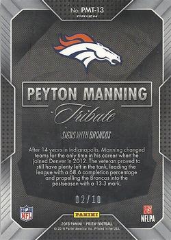 2016 Panini Prizm - Peyton Manning Tribute Gold Mojo #PMT-13 Peyton Manning Back