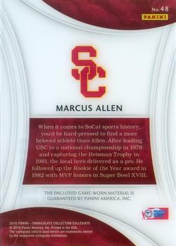 2016 Panini Immaculate Collection Collegiate - Immaculate Numbers Memorabilia Prime #48 Marcus Allen Back