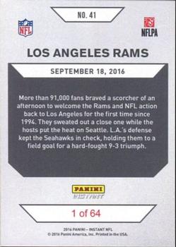 2016 Panini Instant #41 Los Angeles Rams Back
