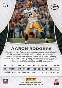2016 Panini Limited #63 Aaron Rodgers Back