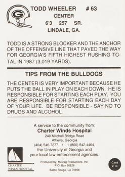 1989 Charter Winds Hospital Georgia Bulldogs #14 Todd Wheeler Back