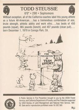 1991 California Golden Bears Smokey #NNO Todd Steussie Back