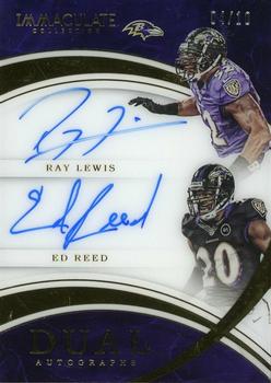 2016 Panini Immaculate Collection - Immaculate Dual Autographs #2 Ed Reed / Ray Lewis Front