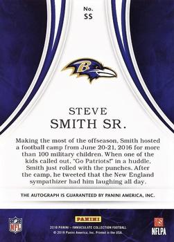 2016 Panini Immaculate Collection - Immaculate Eye Black Autographs Gold #SS Steve Smith Sr. Back