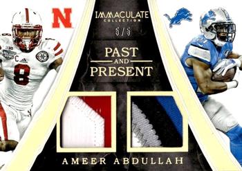 2016 Panini Immaculate Collection - Immaculate Past and Present Jerseys Prime Gold #AA Ameer Abdullah Front