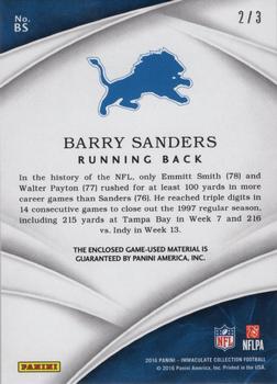 2016 Panini Immaculate Collection - Immaculate Patches #BS Barry Sanders Back