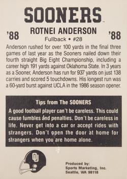1988 Oklahoma Sooners Police #NNO Rotnei Anderson Back
