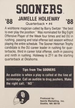1988 Oklahoma Sooners Police #NNO Jamelle Holieway Back