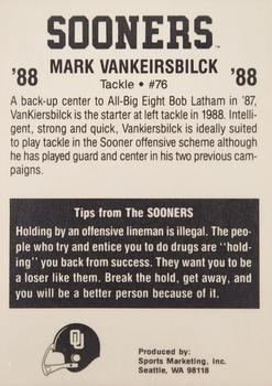 1988 Oklahoma Sooners Police #NNO Mark Van Keirsbilck Back
