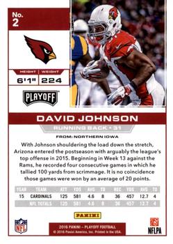 2016 Panini Playoff - Kickoff #2 David Johnson Back