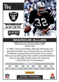 2016 Panini Playoff - Kickoff #195 Marcus Allen Back
