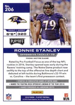 2016 Panini Playoff - 3rd Down #206 Ronnie Stanley Back