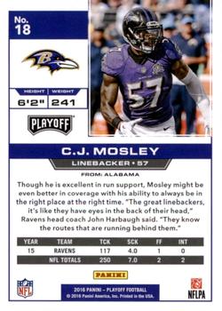 2016 Panini Playoff - Touchdown #18 C.J. Mosley Back