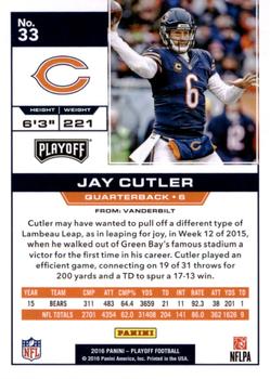 2016 Panini Playoff - Touchdown #33 Jay Cutler Back