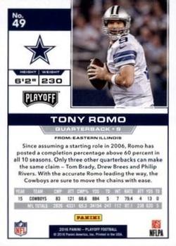 2016 Panini Playoff - Touchdown #49 Tony Romo Back