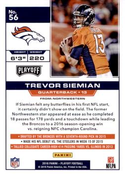 2016 Panini Playoff - Touchdown #56 Trevor Siemian Back