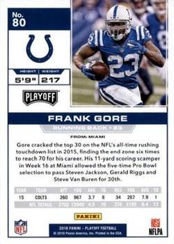 2016 Panini Playoff - Touchdown #80 Frank Gore Back