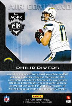 2016 Panini Playoff - Air Command #AC-PR Philip Rivers Back