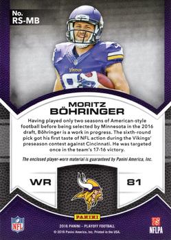 2016 Panini Playoff - Rookie Stallions Relics #RS-MB Moritz Bohringer Back