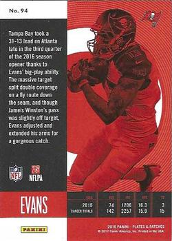 2016 Panini Plates & Patches #94 Mike Evans Back