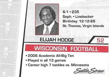 2007 Wisconsin Badgers Program Cards #NNO Elijah Hodge Back