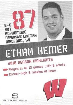 2011 Wisconsin Badgers Program Cards #NNO Ethan Hemer Back
