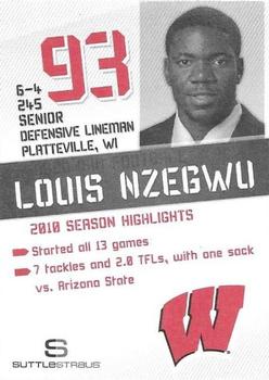 2011 Wisconsin Badgers Program Cards #NNO Louis Nzegwu Back