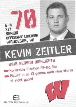 2011 Wisconsin Badgers Program Cards #NNO Kevin Zeitler Back