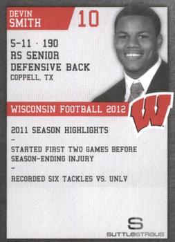 2012 Wisconsin Badgers Program Cards #NNO Devin Smith Back