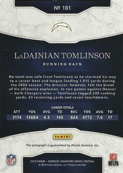 2016 Donruss Signature Series - Gold #181 LaDainian Tomlinson Back